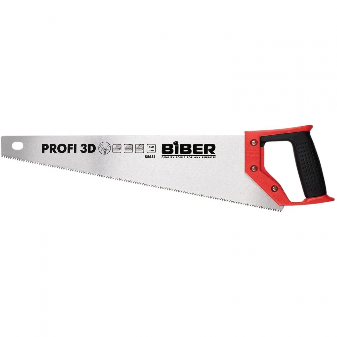 Ножовка по дереву БИБЕР 85681 ПРОФИ 3D заточка средний зуб, 400мм 2278794 тов-080823