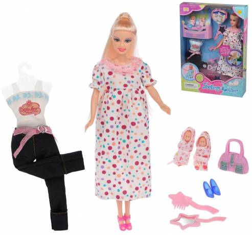 Игровой набор с куклой «Маленькая мама», 12 аксессуаров DEFA LUCY 8009 spotted
