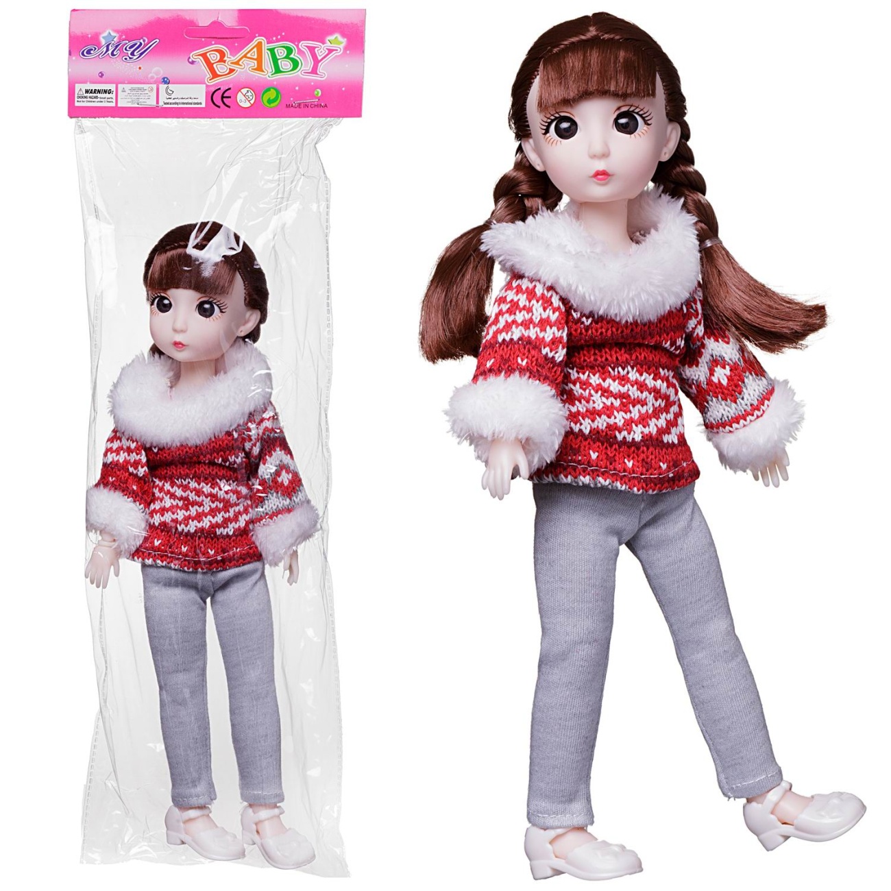 Кукла Junfa шатенка в теплой одежде 28 см WJ-27739/шатенка
