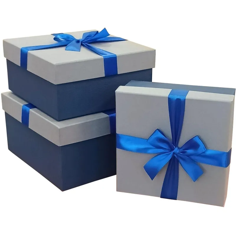 Набор подароч. коробок 3в1 с бантом тиснен.РОГОЖКА 210x210x110, Д10103К.114 Рута Упак 2014871