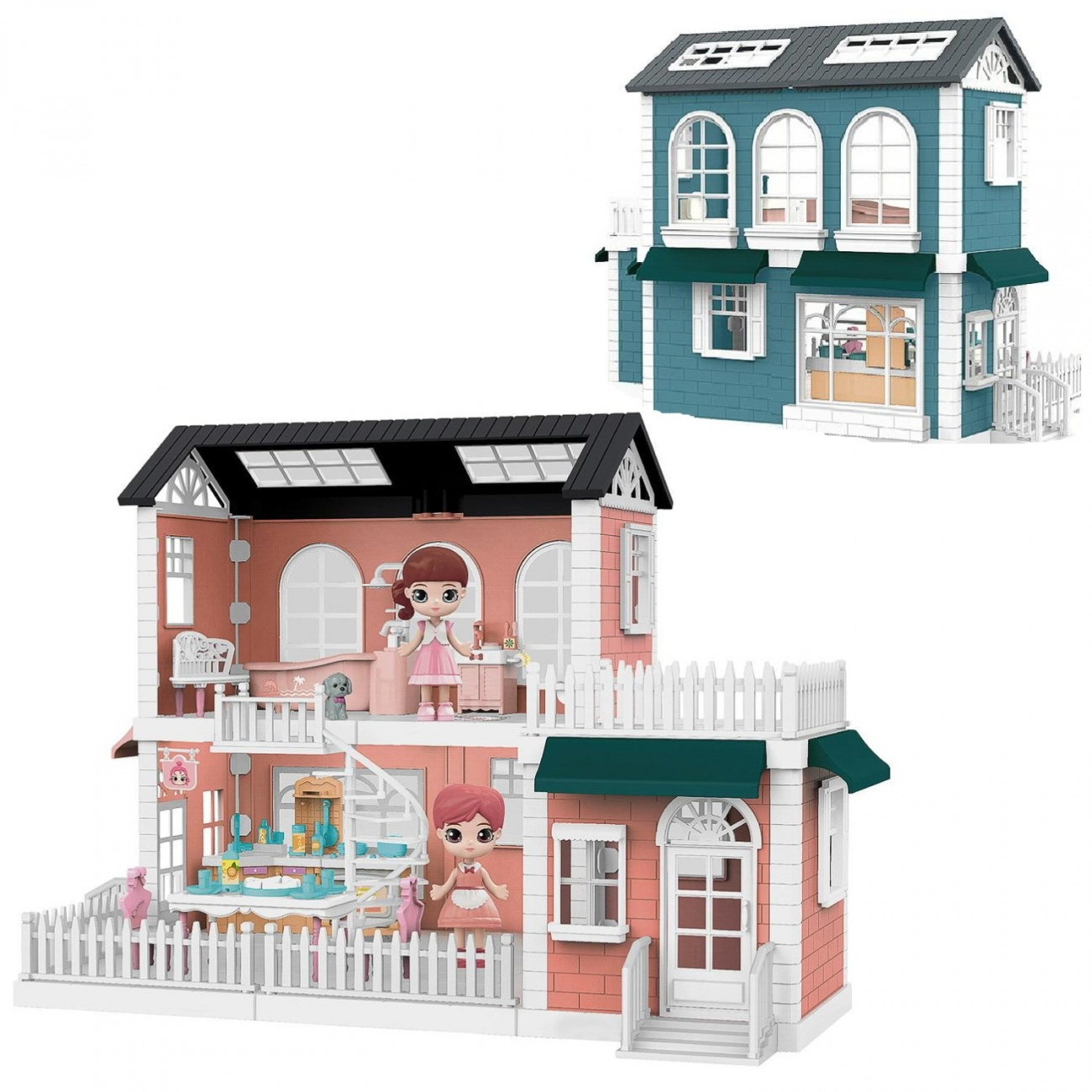 Игровой набор ABtoys Модульный домик, 8 секций, розовый WZ-11416/розовый