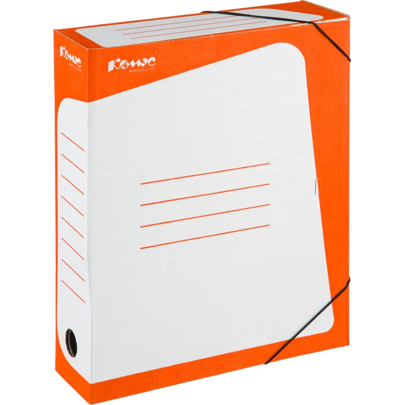 Короб архивный Комус гофрокартон, 75мм, оранжевый корешок 169230