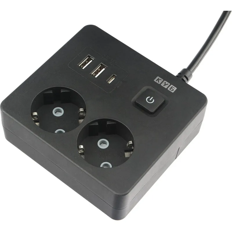 Удлинитель Power Cube, 2р,3USB, 3500 Вт, 16А,1.9 м, 3x1,0 черн.(PC-1B-2M) 2081075
