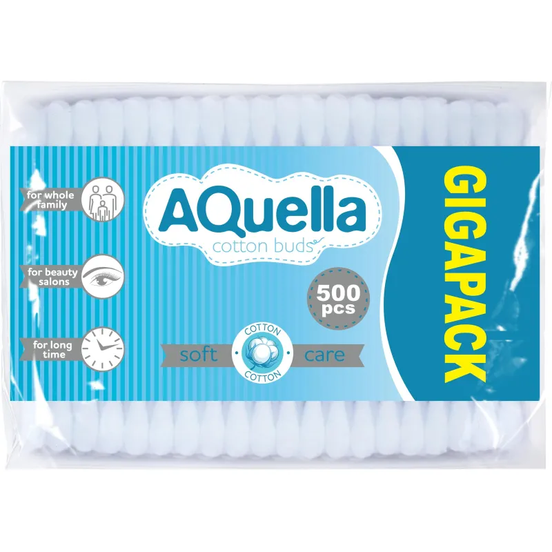 Палочки ватные AQUELLA п/э КК/42 500 шт/уп 2189808 10125