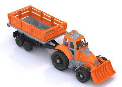 Трактор игрушечный с грейдером и прицепом (в асс) Нордпласт Н-397