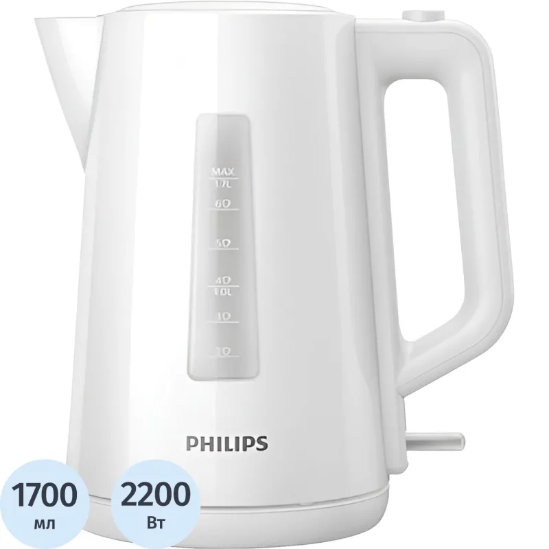 Чайник Philips HD9318/00, 2200Вт, 1,7л. пластик, белый 1880977