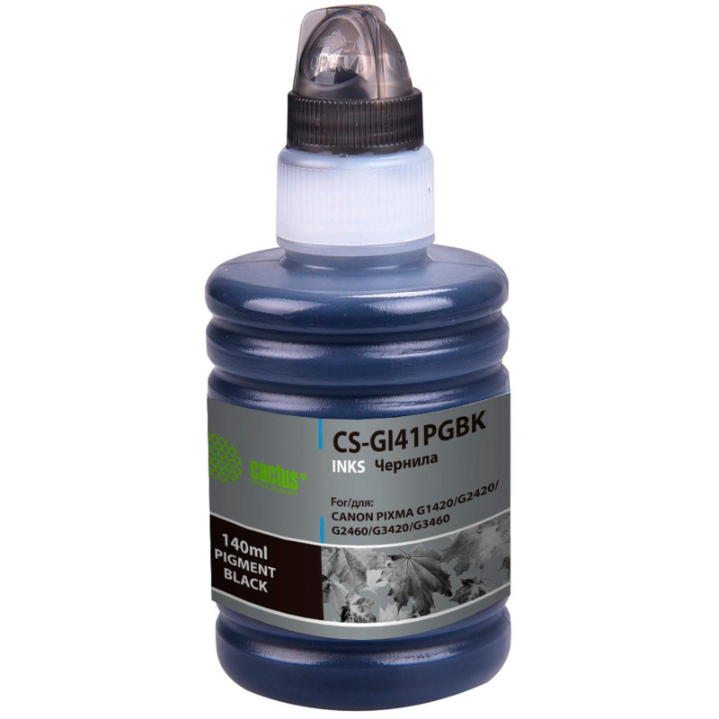 Чернила Cactus CS-GI41PGBK GI-41 PGBK чер. пиг. 140мл для Canon PIXMA G1420 1895542
