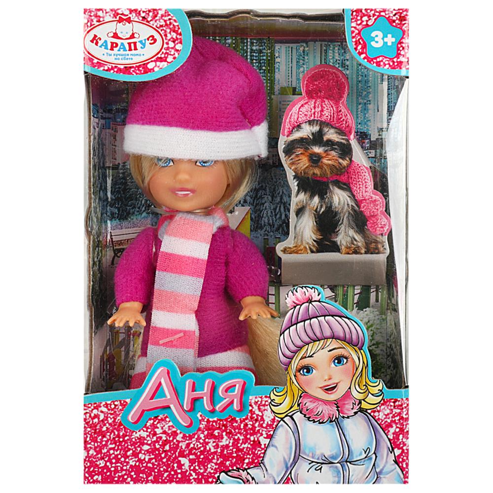 Кукла Анечка в шапке, 12 см. аксесс. в комплекте Карапуз ANNA-W5-BB