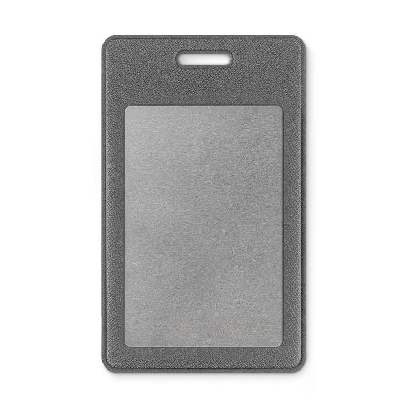 Бейдж вертик двойн с магн.креп,шнур,70x112мм(60х90мм)Экокожа графит EKM-4V 1349925