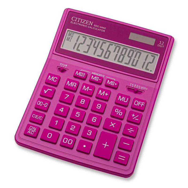 Калькулятор настольный полноразмерный Citizen SDC-444X 12-разрядный розовый 1235547