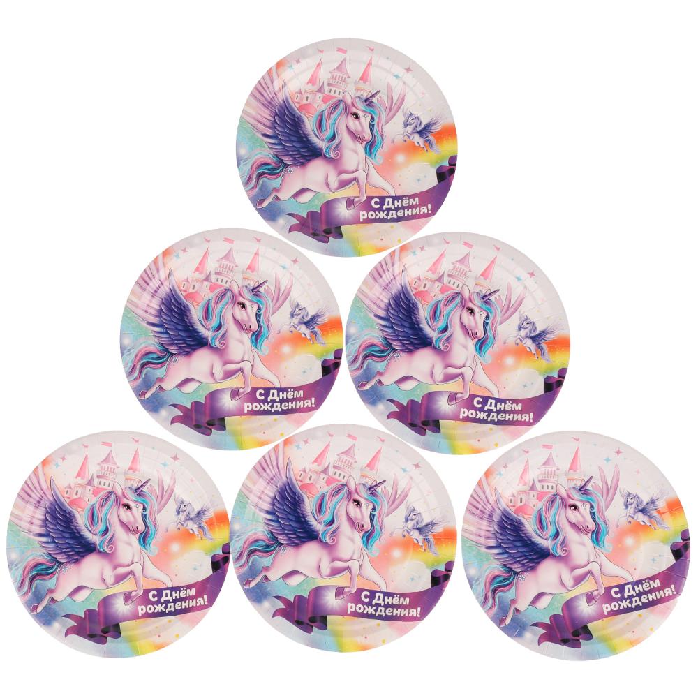 Тарелки бумажные 6 шт. 18 см единорог Чудо праздник PP-79750-U