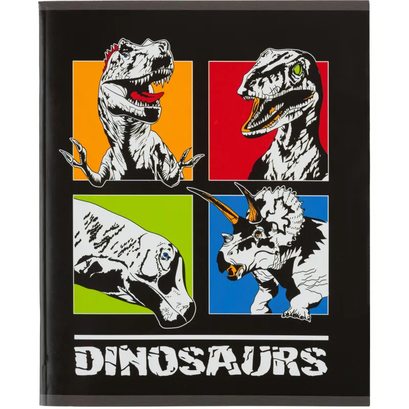 Тетрадь общая А5 48л №1School Dinosaurs,клет,скреп, ВД-лак №1 School 1819898