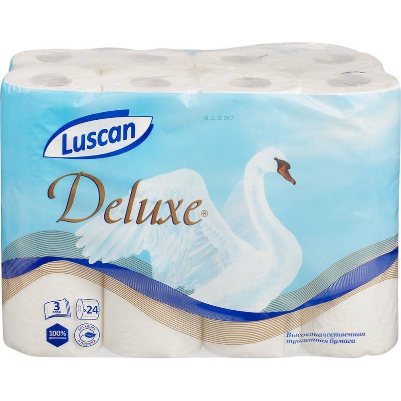 Бумага туалетная Luscan Deluxe 3-слойная белая (24 рулонов в уп) 865672