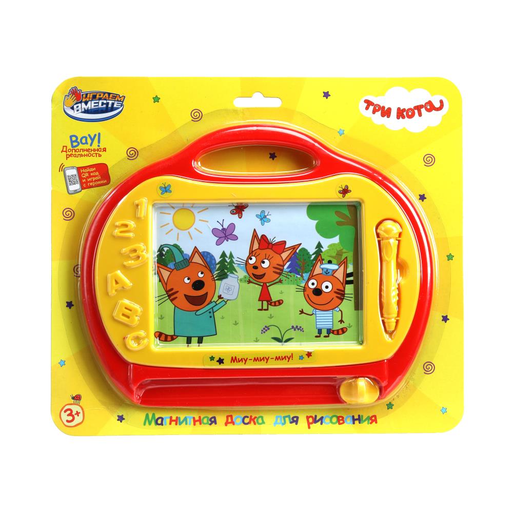 Доска для рисования "Три Кота", магнитная ч/б Играем Вместе B2402898-3CATS