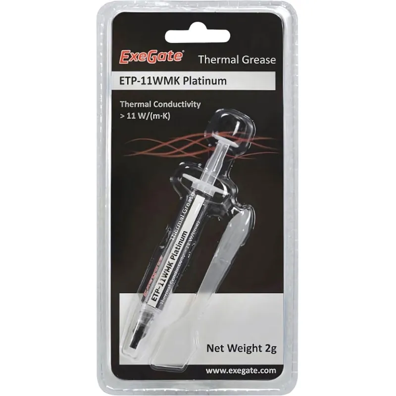 Термопаста ExeGate ETP-11WMK Platinum 2г, шприц с лопаткой (EX282341RUS) 1406358