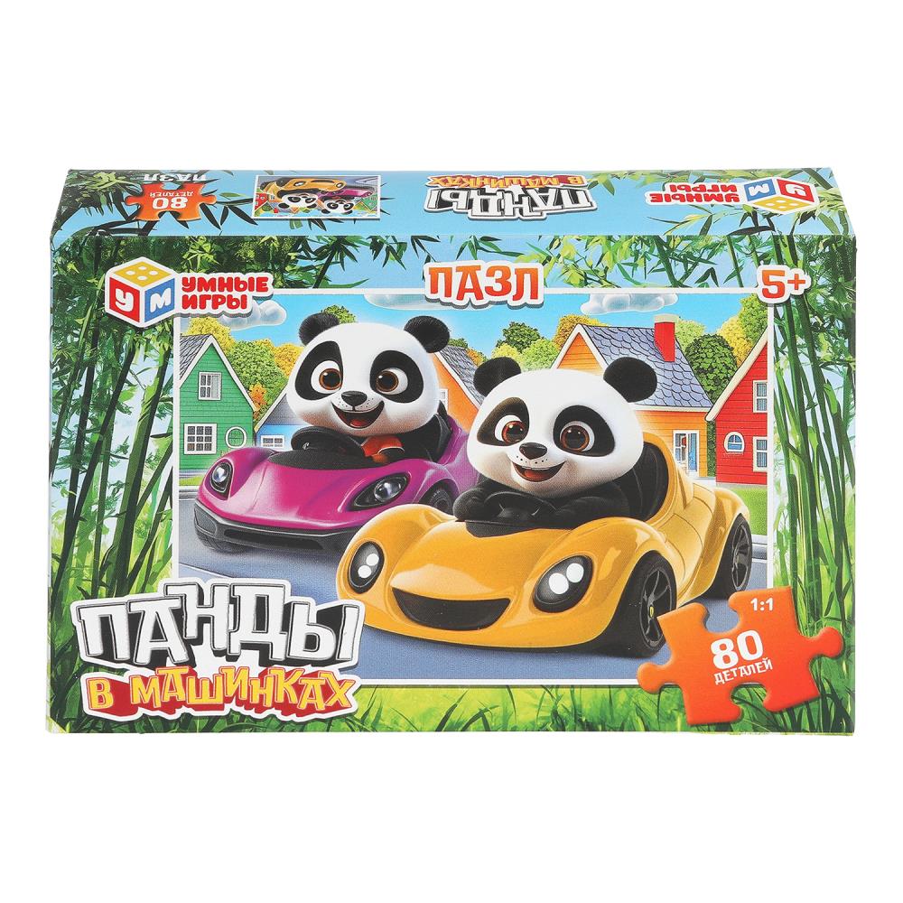 Пазлы Панды в машинках, 80 деталей Умные игры 4630395059725