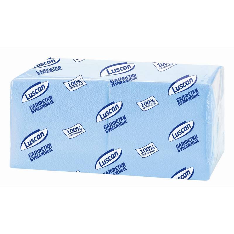Салфетки бумажные Luscan Profi Pack 1-слойные 24х24 пастель голубые 400 штук в уп 470888