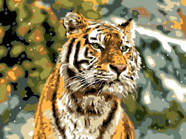 Набор д/творчества LORI Картина по номерам холст на подрамнике Снежный тигр 30х40 см Рх-144