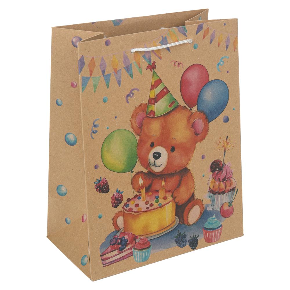 Пакет подарочный крафт М "Мишка", 140 гр/м Чудо праздник PM-124666-MK