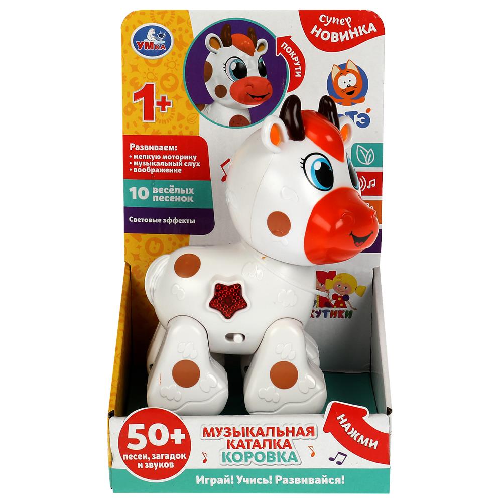Музыкальная каталка "Коровка. Коте ТВ" 50 песен, загадок, звуков, свет УМка HT1080-R
