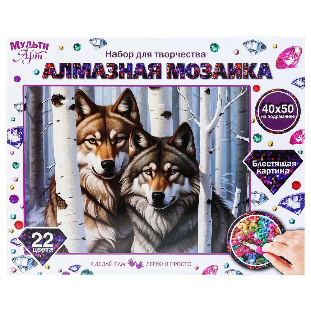 Алмазная мозаика 40х50 см. с подрамником волки зимой MultiArt AM40X50-118462
