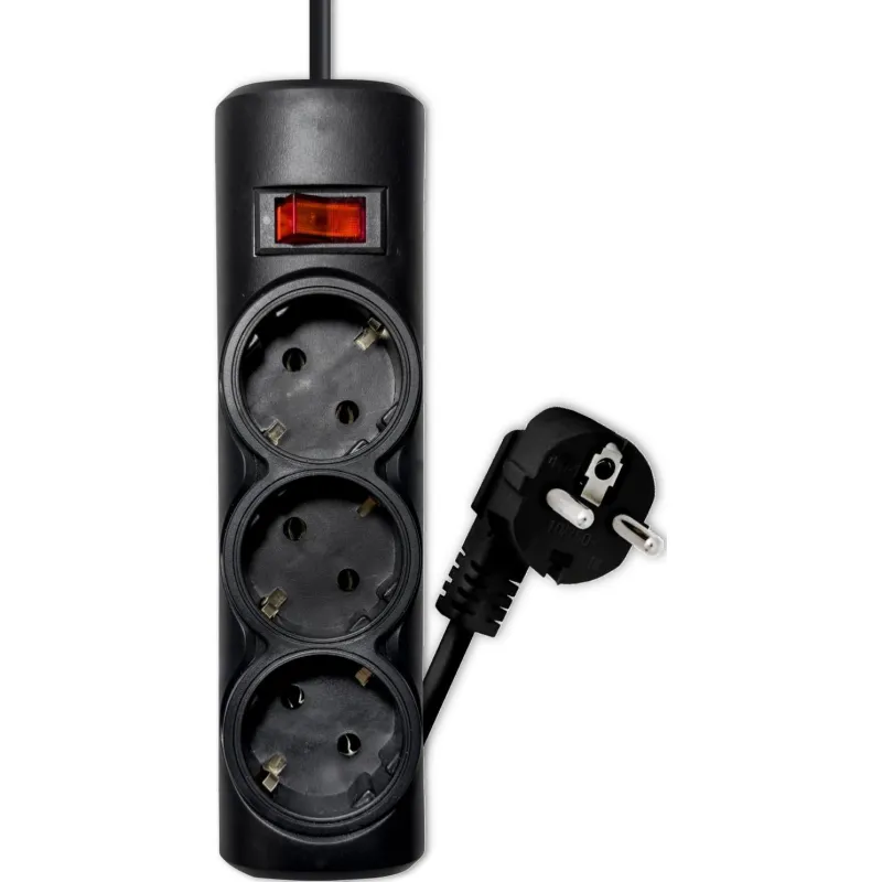 Сетевой фильтр PROGIX PG335 3р/2м/2,2кВт/10А заземление, черный, ПВС 3х0.75 2203925