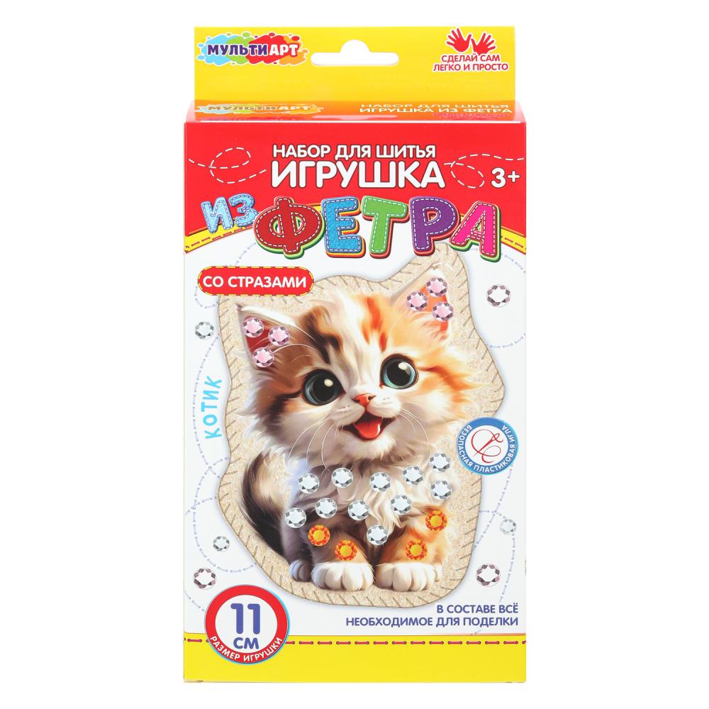 Игрушка из фетра со стразами Котенок МУЛЬТИ АРТ FETR-120532
