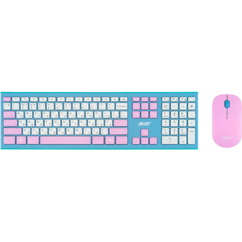Набор клавиатура+мышь Acer OCC200 кл/мышь:фиолет/зел WLS slim(ZL.ACCEE.003) 1864852