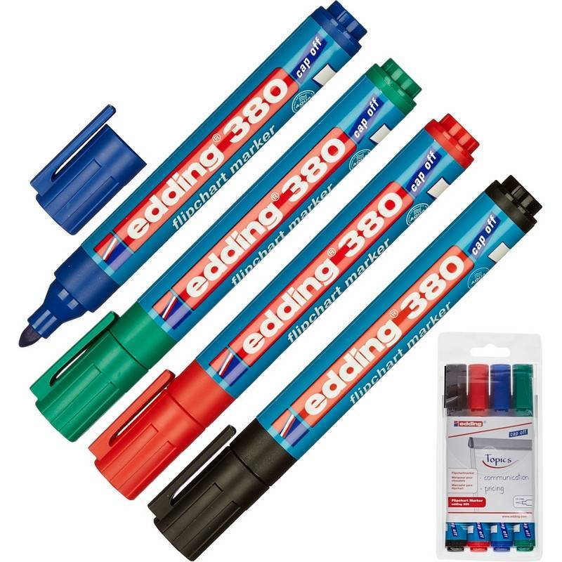 Набор маркеров для бумаги для флипчартов Edding E-380 4 шт (толщина линии 2.2 мм) E-380/4S 48285