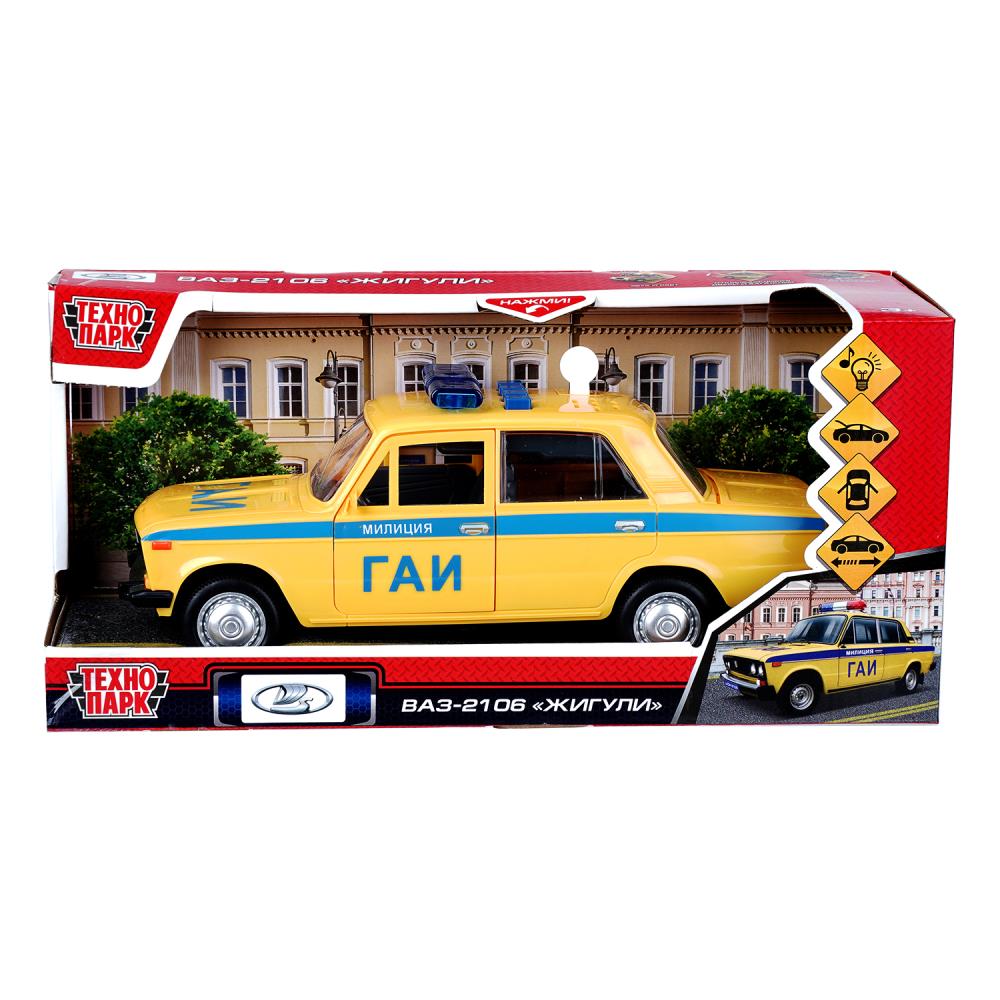 Машина свет-звук, Ваз-2106 Милиция, 22 см, желтый, Технопарк LADA2106-22PLPOL-YE (36)