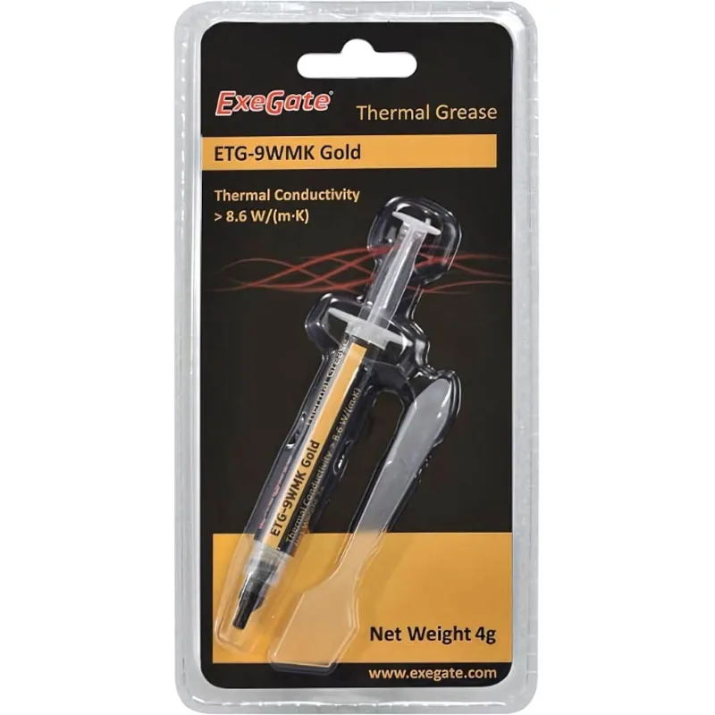 Термопаста ExeGate ETG-9WMK Gold 4г, шприц с лопаткой (EX282343RUS) 1406356
