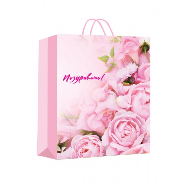 Пакет подарочный матовый цветы, размер Xl, 33х45х15 см. Чудо праздник PXL-122149-FW3