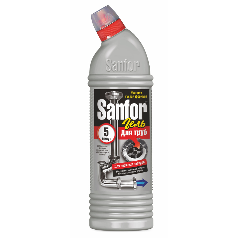 Средство для прочистки труб SANFOR, 1000гр Санфор 1431433 жидкость