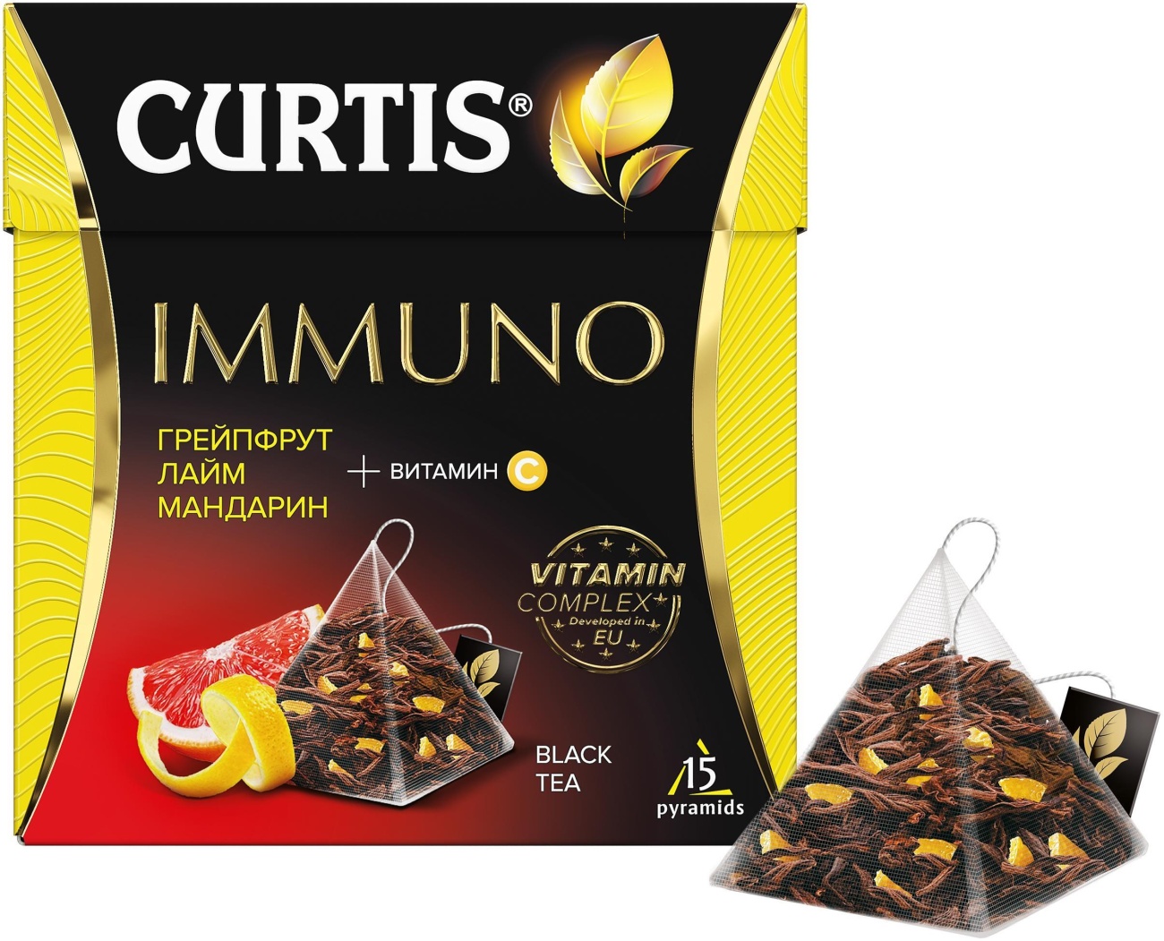 Чай Curtis черный Immuno,ароматизированный,средний лист, 15шт/уп 1423046