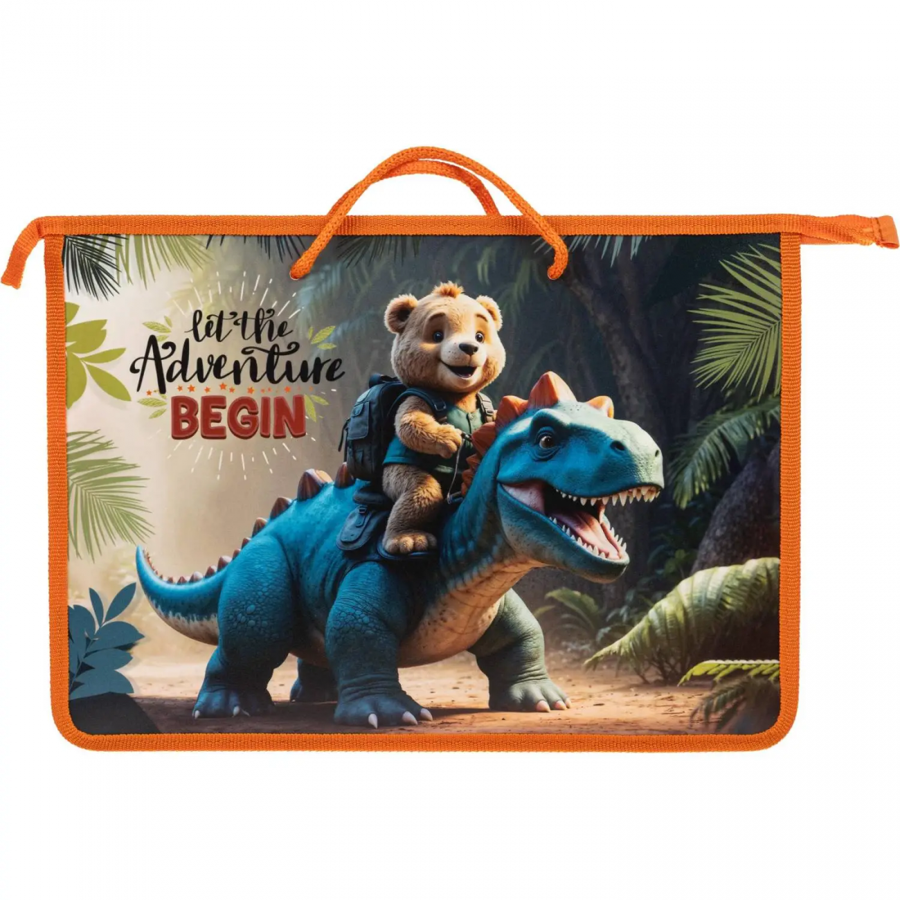 Папка д/тетрадей Дино и медвежонок А4 на молнии с ручками,,45мм, 88441 Оникс 2288977