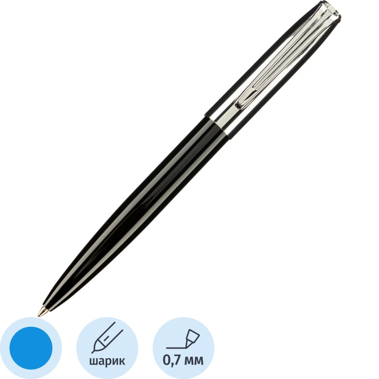 Ручка шарик. NAPOLI 1.0мм,син, корп.черн-сереб/фут.черн, 20-0383-03/09 Bruno Visconti 2387032