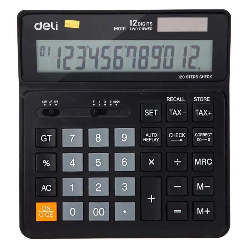 Калькулятор настольный компакт Deli EM01020 черн 12-разр. функ.вычис.налога 1754763 1155285