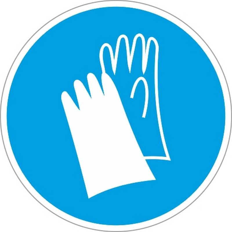 Знак безопасности M06 Работать в защитных перчатках (плёнка,200х200) Технотерра 204008