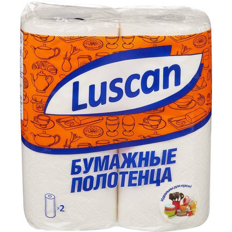 Полотенца бумажные Luscan 2-слойные белые 2 рулона по 12.5 метров 317393