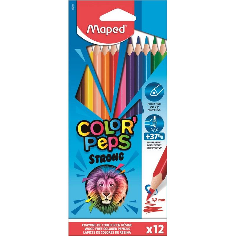 Карандаши цветные Maped Color'peps strong 12 цветов трехгранные 1238409