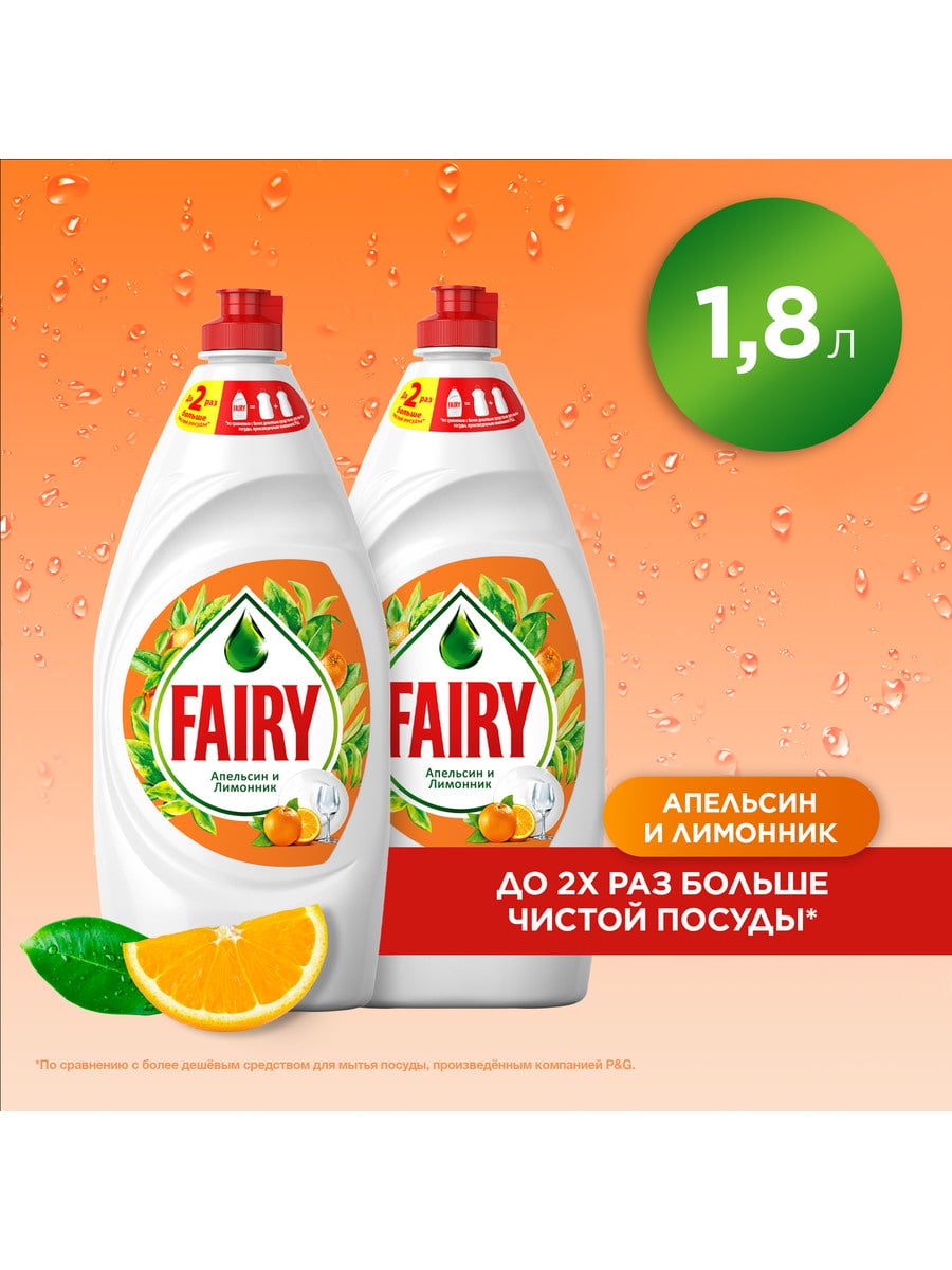 Fairy Набор Гель для мытья посуды Апельсин и Лимонник 900млх2шт. 8700216845762