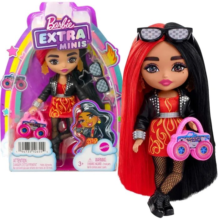 Кукла Mattel Barbie Экстра-мини с красно-чёрными волосами HKP88