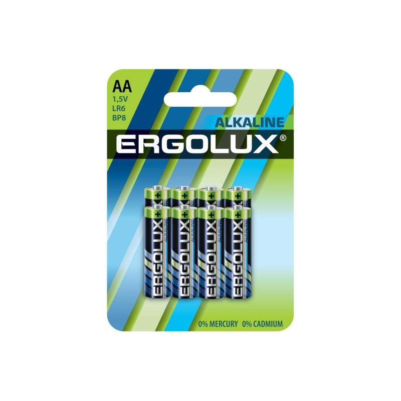 Батарейка Ergolux Alkaline 8шт/бл (LR6 BP8, 1.5В) (14815) 1840413