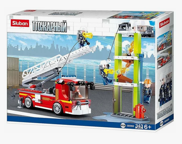 Конструктор пожарная машина+фигурки, 343 дет. Sluban M38-B0966