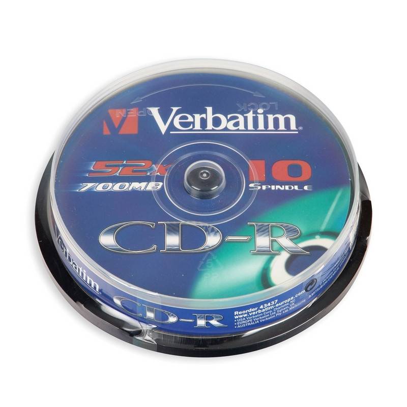 Диск CD-R Verbatim Extra Protection 700 Mb 52x (10 штук в уп Cake Box) 43437 65716