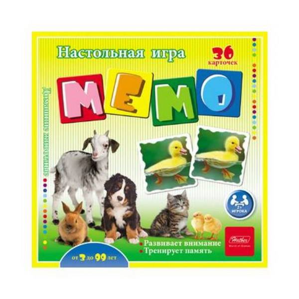 Игра настольная "Мемо": "Домашние животные" 36 карточек Hatber 36ИнМ-16920