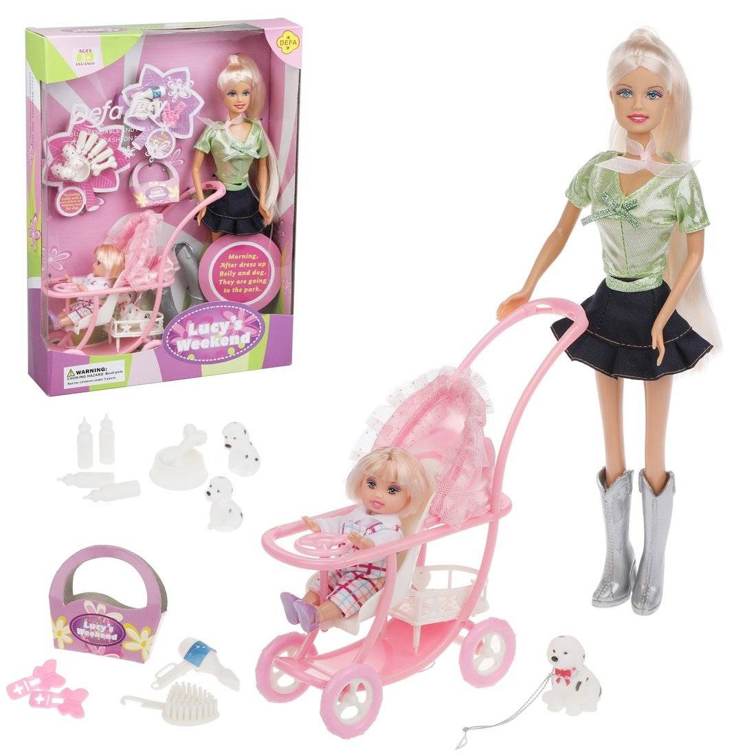 Игровой набор "Маленькая мама" 2 куклы, 17 предметов DEFA LUCY 20958