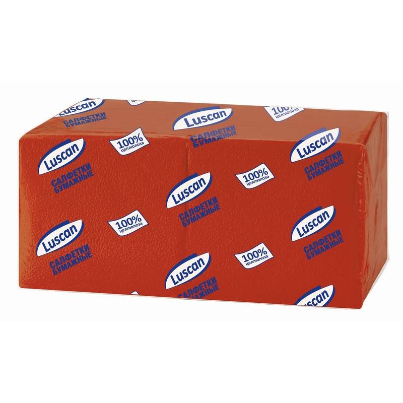 Салфетки бумажные Luscan Profi Pack 1-слойные 24х24 красные 400 штук в уп 476879