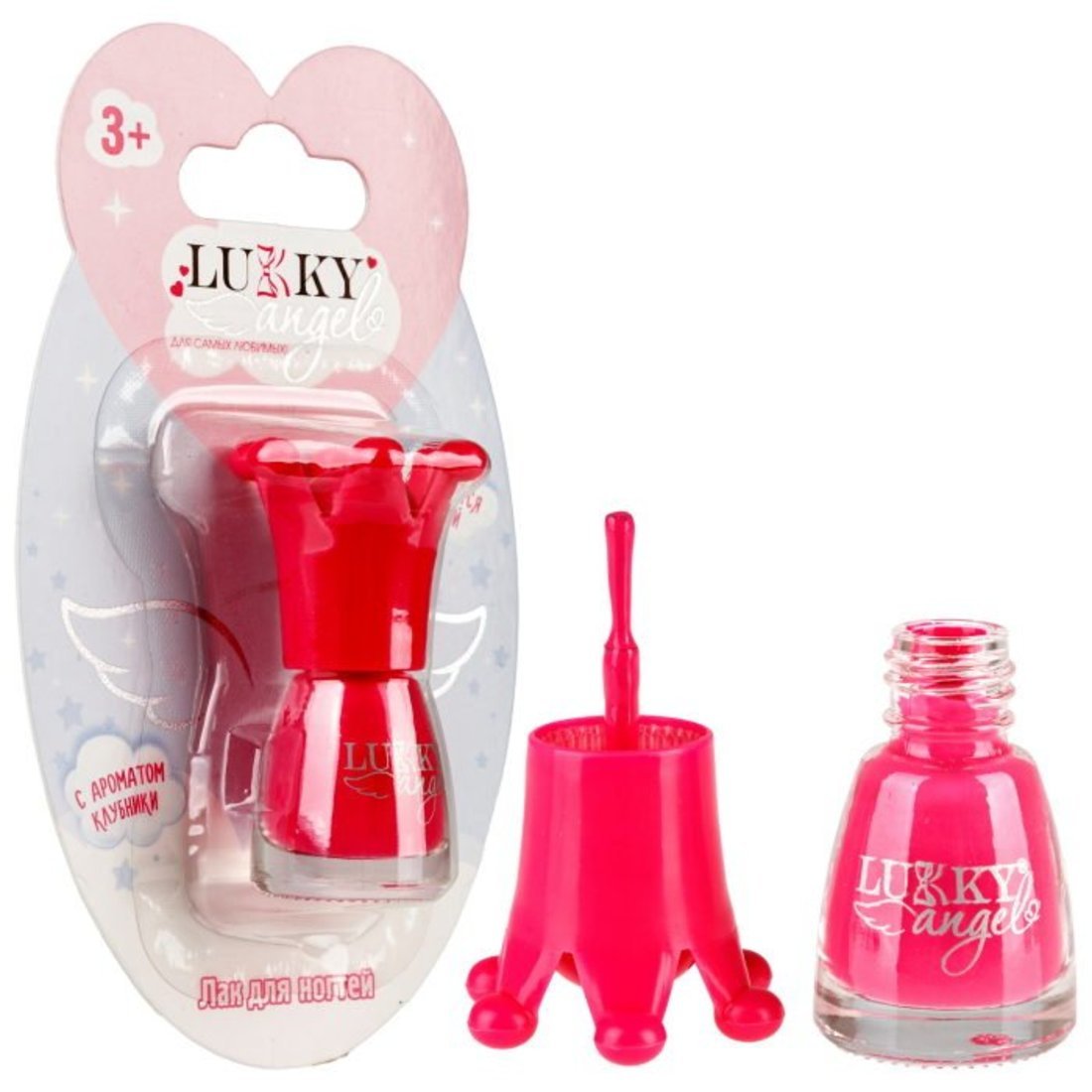 Лак для ногтей, смываемый водой, ярко-розовый, с ароматом клубники Lukky Т23508