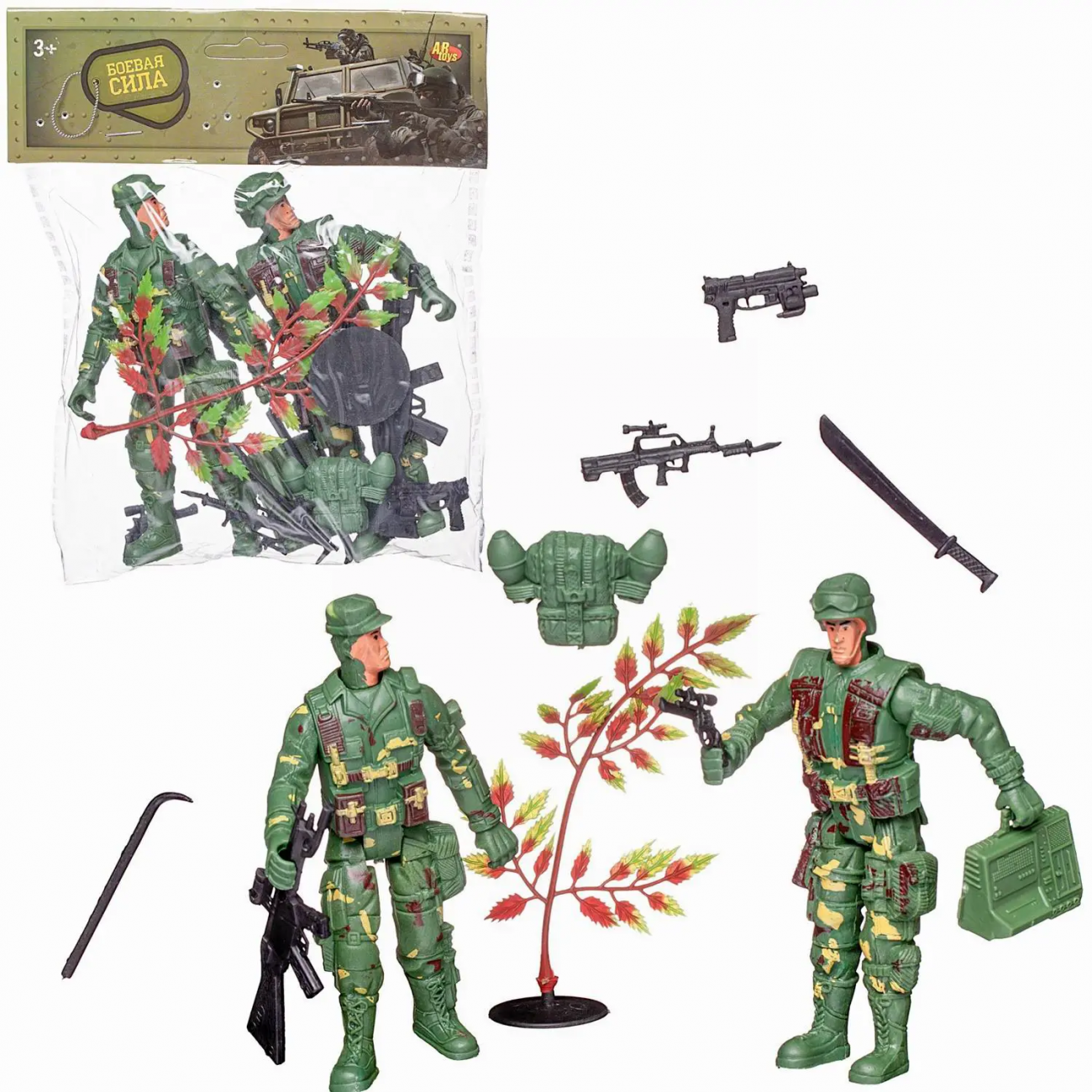 Игровой набор Abtoys Боевая сила Два солдата с игровыми предметами (комплект 1) PT-01784/комплект1